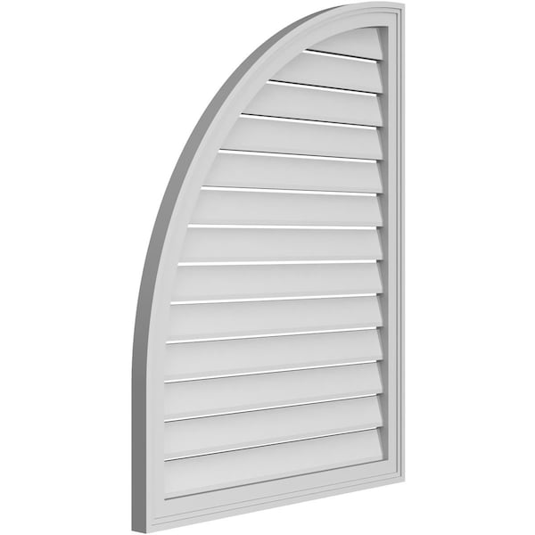 Quarter Round Top Left Surface Mount PVC Gable Vent W/ 2W X 1-1/2P Brickmould Frame, 30W X 40H